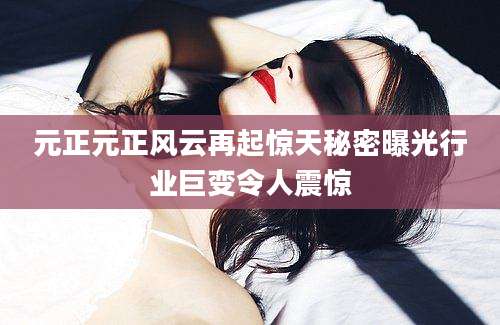 元正元正风云再起惊天秘密曝光行业巨变令人震惊