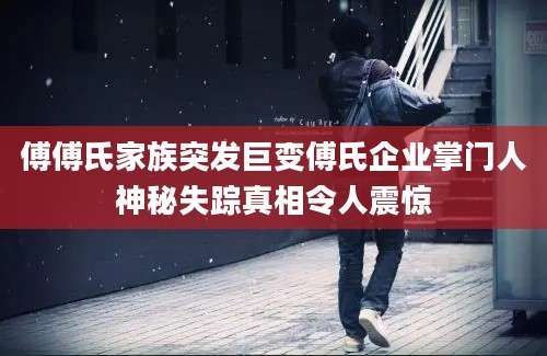 傅傅氏家族突发巨变傅氏企业掌门人神秘失踪真相令人震惊