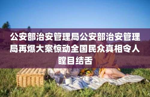 公安部治安管理局公安部治安管理局再爆大案惊动全国民众真相令人瞠目结舌