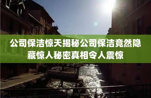 公司保洁惊天揭秘公司保洁竟然隐藏惊人秘密真相令人震惊
