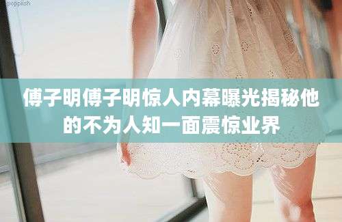 傅子明傅子明惊人内幕曝光揭秘他的不为人知一面震惊业界