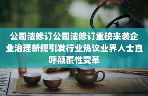 公司法修订公司法修订重磅来袭企业治理新规引发行业热议业界人士直呼颠覆性变革