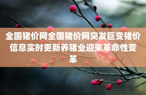全国猪价网全国猪价网突发巨变猪价信息实时更新养猪业迎来革命性变革