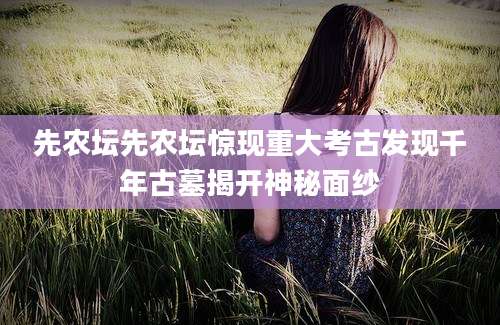 先农坛先农坛惊现重大考古发现千年古墓揭开神秘面纱
