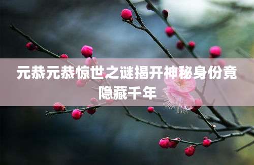 元恭元恭惊世之谜揭开神秘身份竟隐藏千年