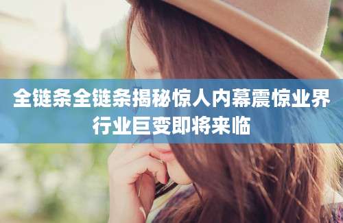 全链条全链条揭秘惊人内幕震惊业界行业巨变即将来临