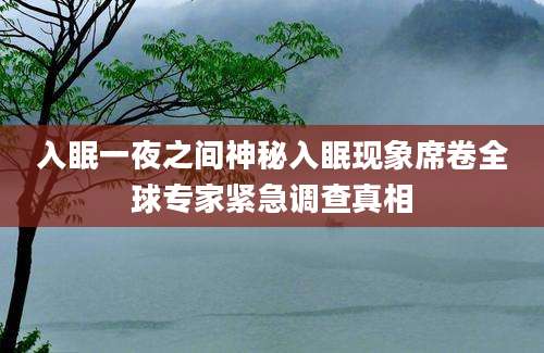 入眠一夜之间神秘入眠现象席卷全球专家紧急调查真相